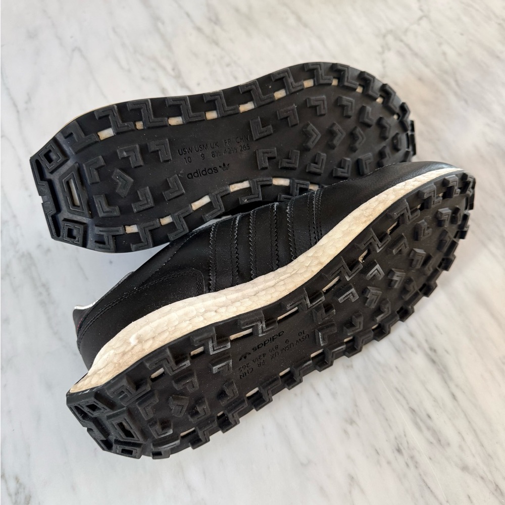 adidas Black and White Retro Runner Sneakers with Gold Accents - Picture 5 of 5
